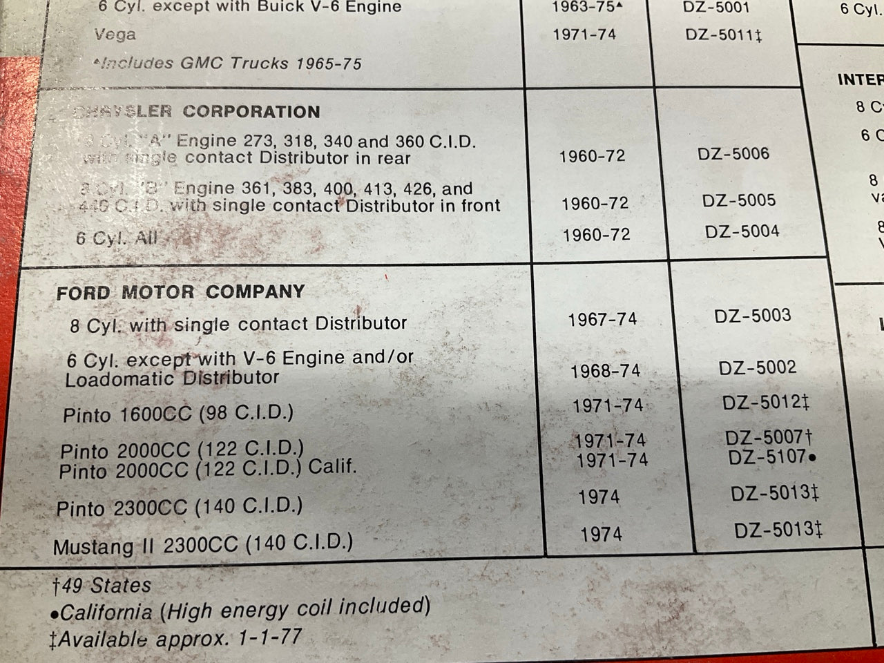 Motorcraft DZ5002 Solid State Ignition Kit - Ford 6 Cylinder W/O Loadomatic