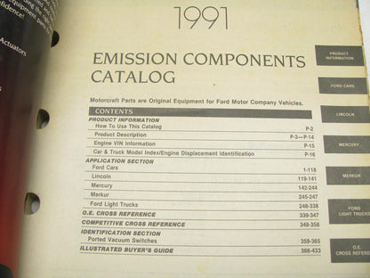 Motorcraft E200A Emissions Components Catalog For Ford - 1991 March 433 Pages