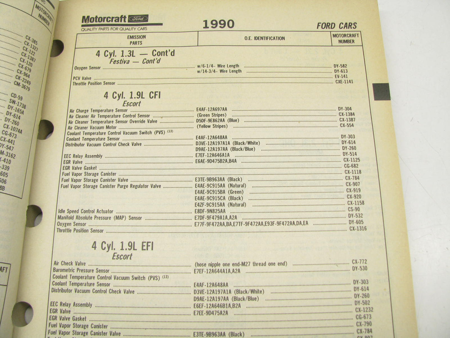 Motorcraft E200A Emissions Components Catalog For Ford - 1991 March 433 Pages