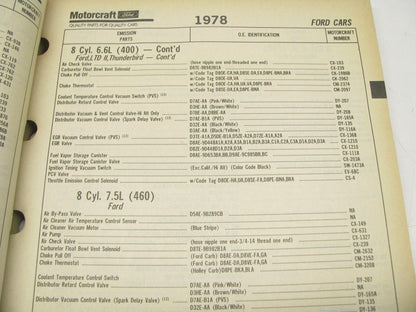 Motorcraft E200A Emissions Components Catalog For Ford - 1991 March 433 Pages