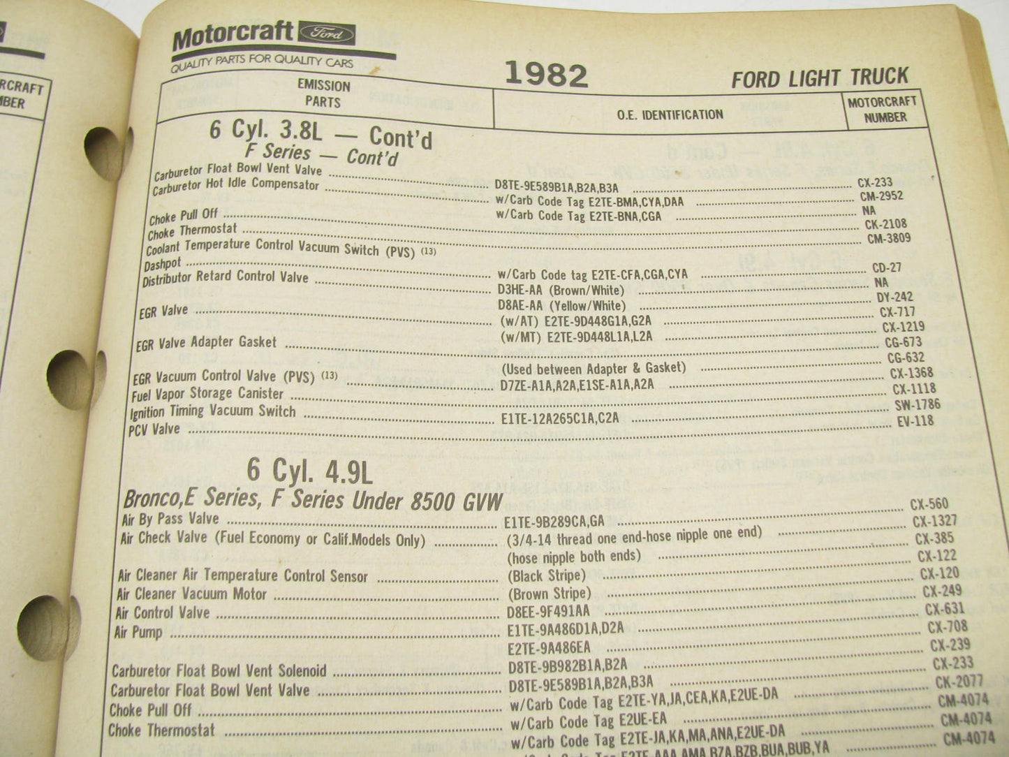 Motorcraft E200A Emissions Components Catalog For Ford - 1991 March 433 Pages