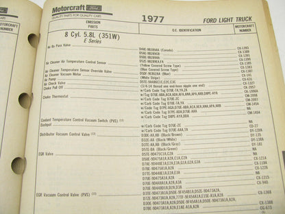 Motorcraft E200A Emissions Components Catalog For Ford - 1991 March 433 Pages