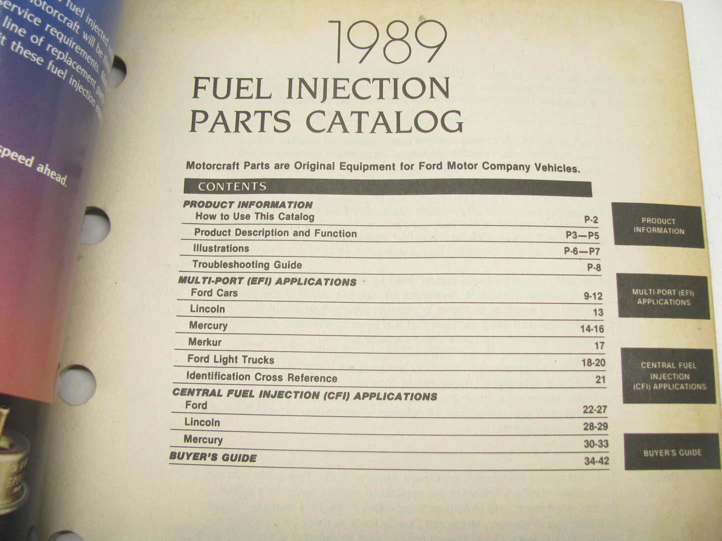 Motorcraft EFI200A Fuel Injection Parts Catalog - June 1989 Weatherly 600 42 PGS