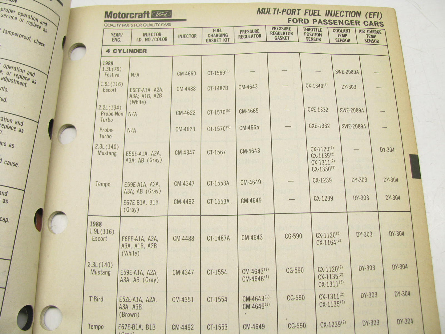 Motorcraft EFI200A Fuel Injection Parts Catalog - June 1989 Weatherly 600 42 PGS