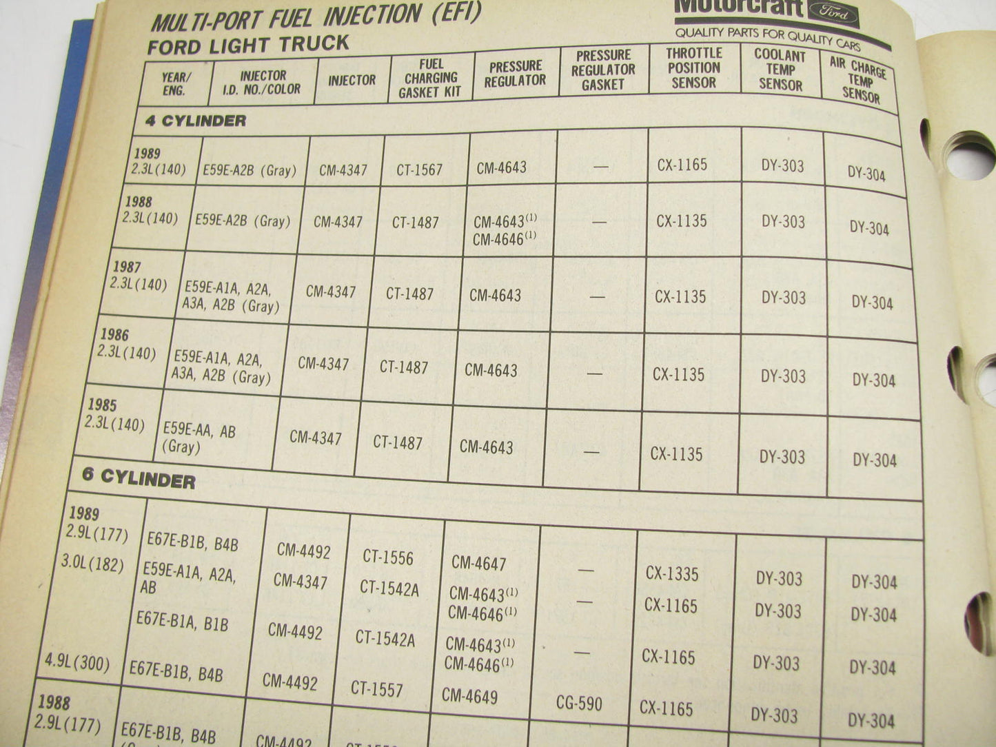 Motorcraft EFI200A Fuel Injection Parts Catalog - June 1989 Weatherly 600 42 PGS