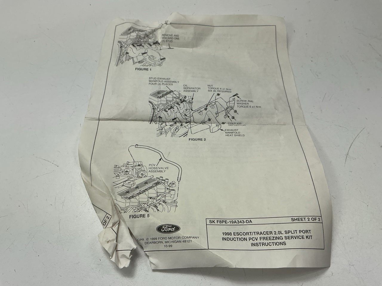 Missing 1 Nut - 1998 ESCORT 2.0L SPLIT PORT INDUCTION PCV Freezing Service Kit