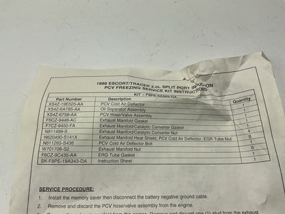 Missing 1 Nut - 1998 ESCORT 2.0L SPLIT PORT INDUCTION PCV Freezing Service Kit