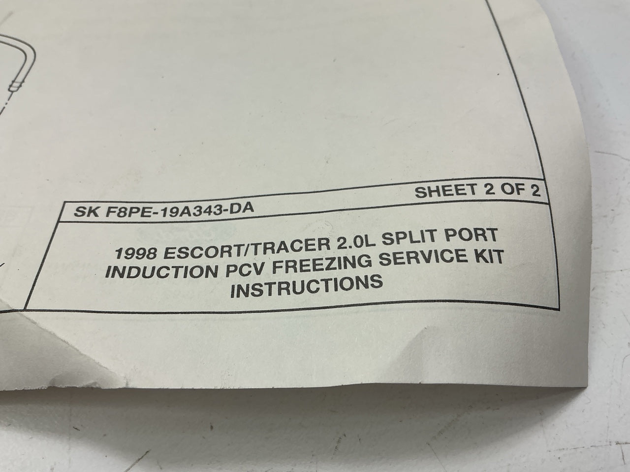 Missing 1 Nut - 1998 ESCORT 2.0L SPLIT PORT INDUCTION PCV Freezing Service Kit