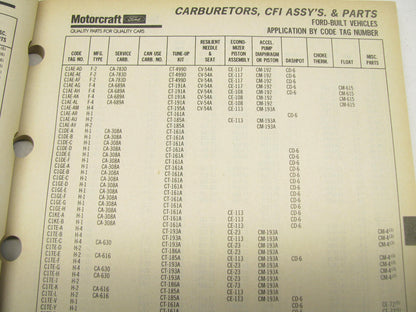 Motorcraft F200A Carburetor, Choke Pull-Offs & Tune Up Kits Catalog - April 1990