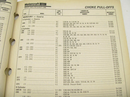 Motorcraft F200A Carburetor, Choke Pull-Offs & Tune Up Kits Catalog - April 1990