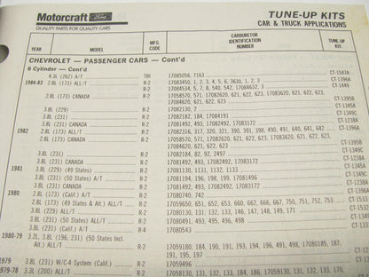 Motorcraft F200C Carburetor, Choke Pull Off Tune Up Kit Parts Catalog 1992 June