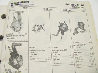 Motorcraft F200C Carburetor, Choke Pull Off Tune Up Kit Parts Catalog 1992 June