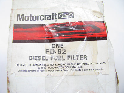 Motorcraft FD-92 Fuel Filter Replaces P1118 33341 K50013 FP251F BF979 FF5020