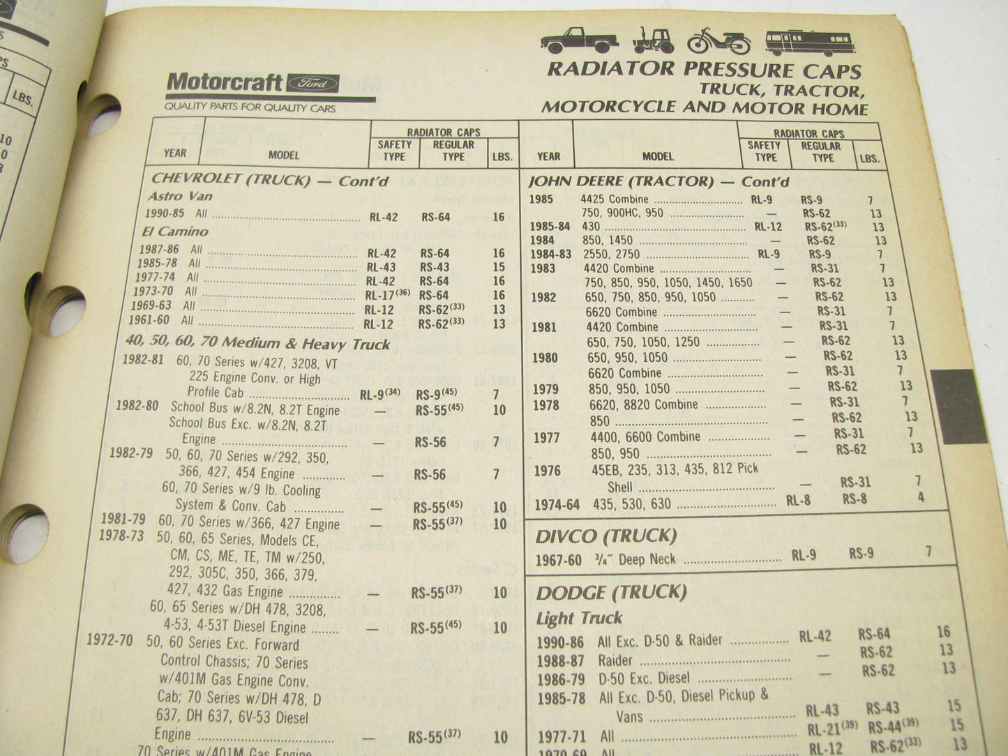 Motorcraft GS200A Thermostats, Caps & Gaskets Catalog - July 1990, 106 Pages