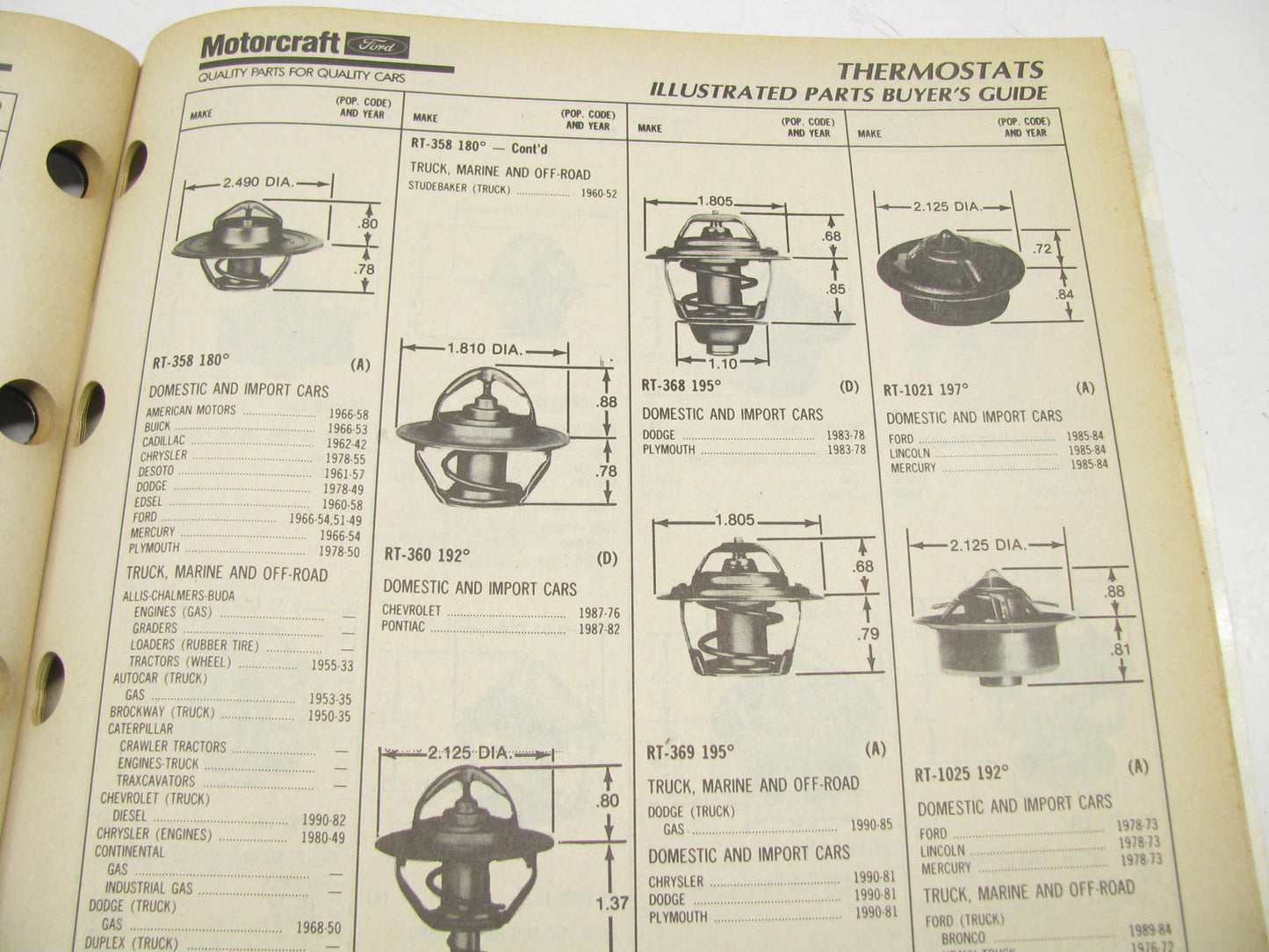 Motorcraft GS200A Thermostats, Caps & Gaskets Catalog - July 1990, 106 Pages