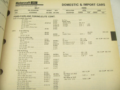 Motorcraft GSR200I-1 Belt & Hose Parts Catalog - Car, Light Truck & RV - 1990