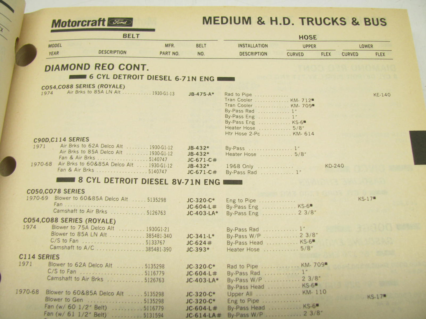 Motorcraft GSR200I-2 Belt & Hose Catalog - Highway Truck & Offroad - May 1990