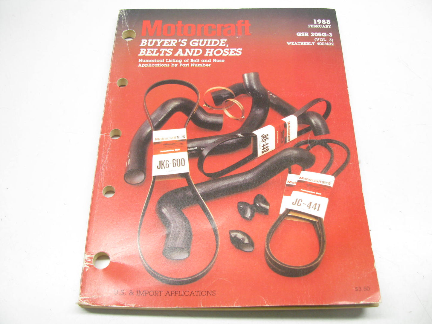 Motorcraft GSR205G-3 Highway Truck, Off Road Equipment Belts Hoses Catalog 1988