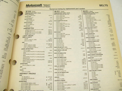 Motorcraft GSR205G-3 Highway Truck, Off Road Equipment Belts Hoses Catalog 1988