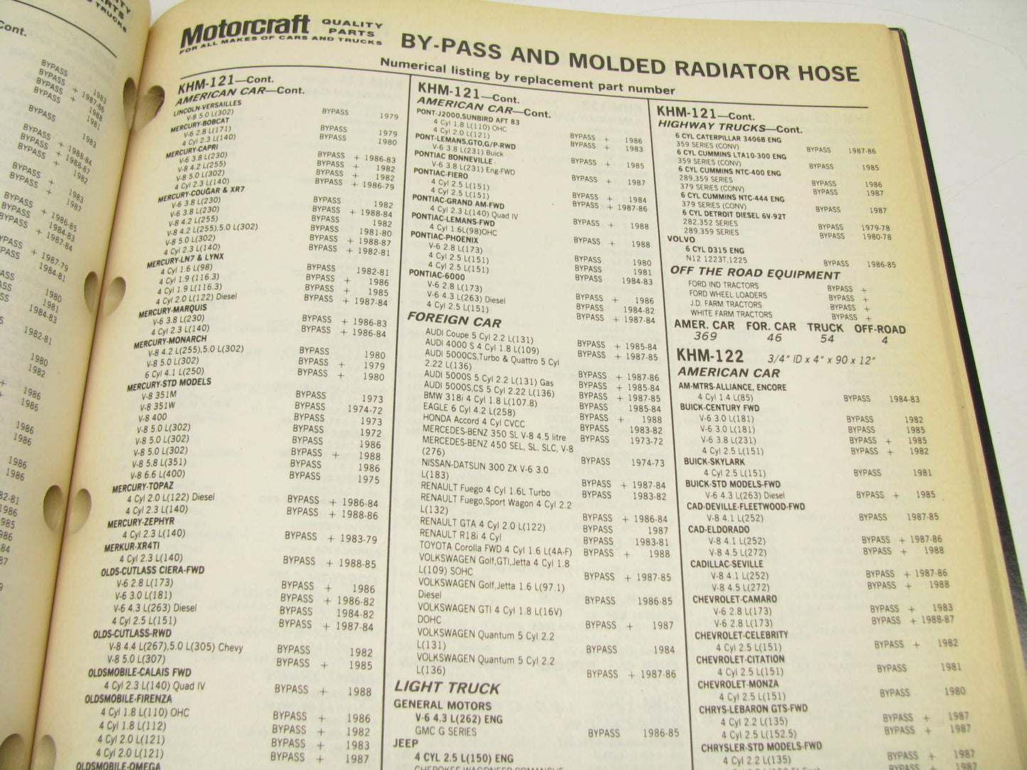 Motorcraft GSR205G-3 Highway Truck, Off Road Equipment Belts Hoses Catalog 1988