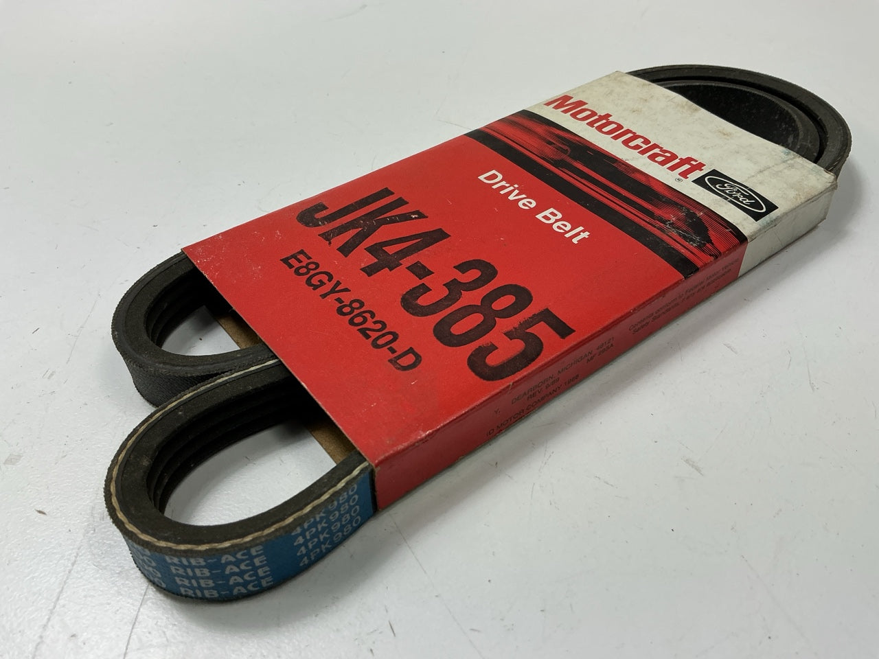 Motorcraft JK4-385 Alternator P/S Drive Belt - 1988-1994 Mercury Capri W/ AC