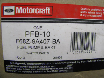 Motorcraft PFB-10 Electric Fuel Pump OEM 1996-1997 Ford Windstar  F68Z-9A407-BA