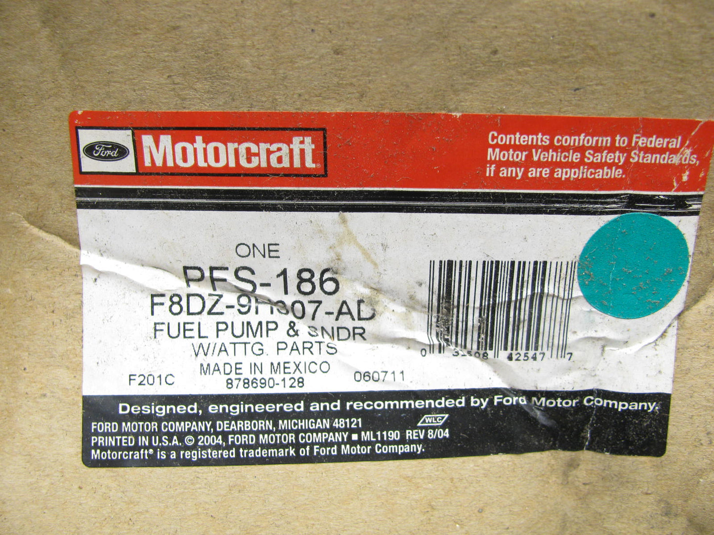 Motorcraft PFS186 Electric Fuel Pump For 1998 Mercury Sable 3.0L-V6 DOHC