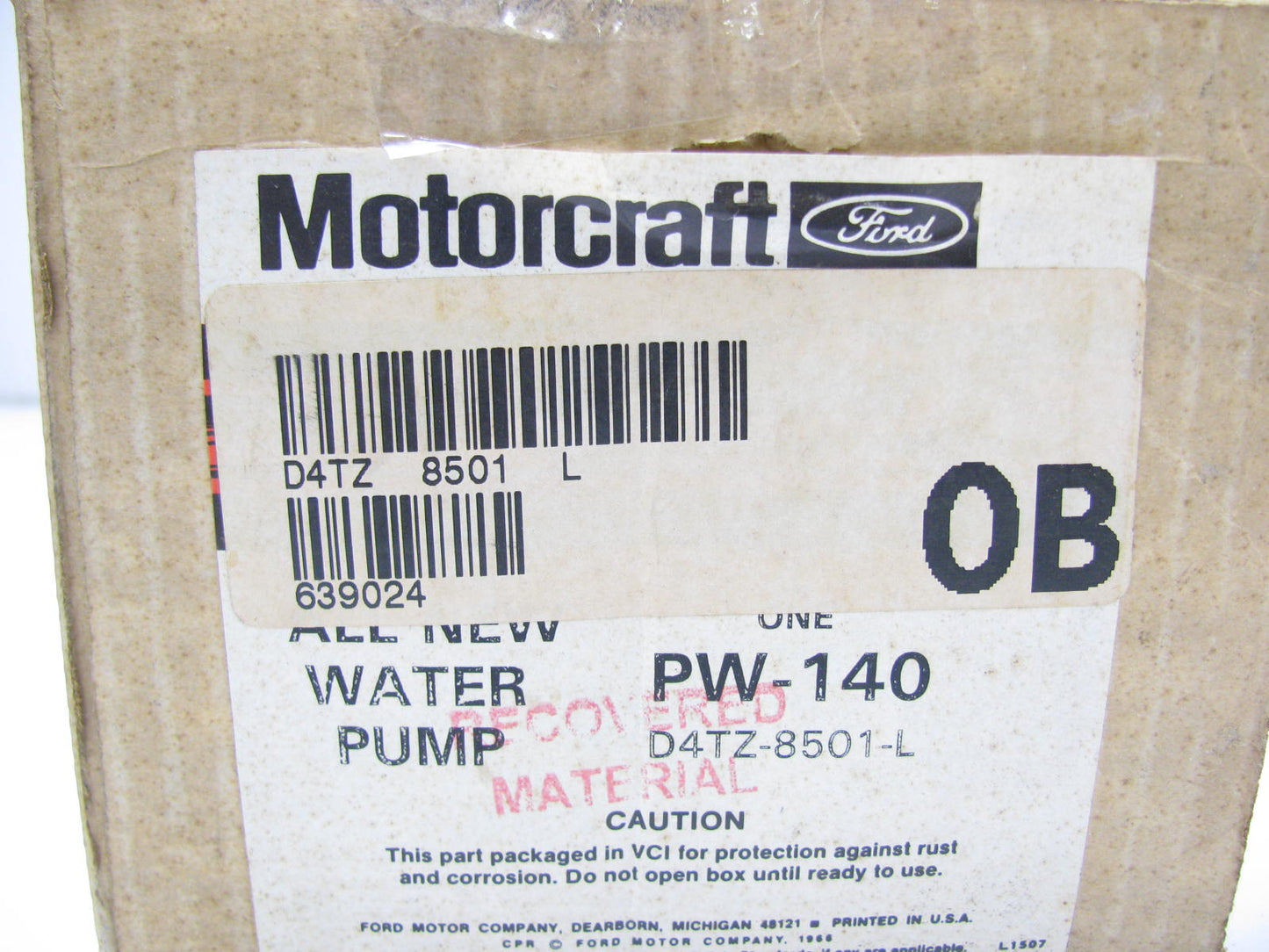 NOS Motorcraft PW140 Engine Water Pump 1974-1975 Ford 361 389 391 HD V8 TRUCK