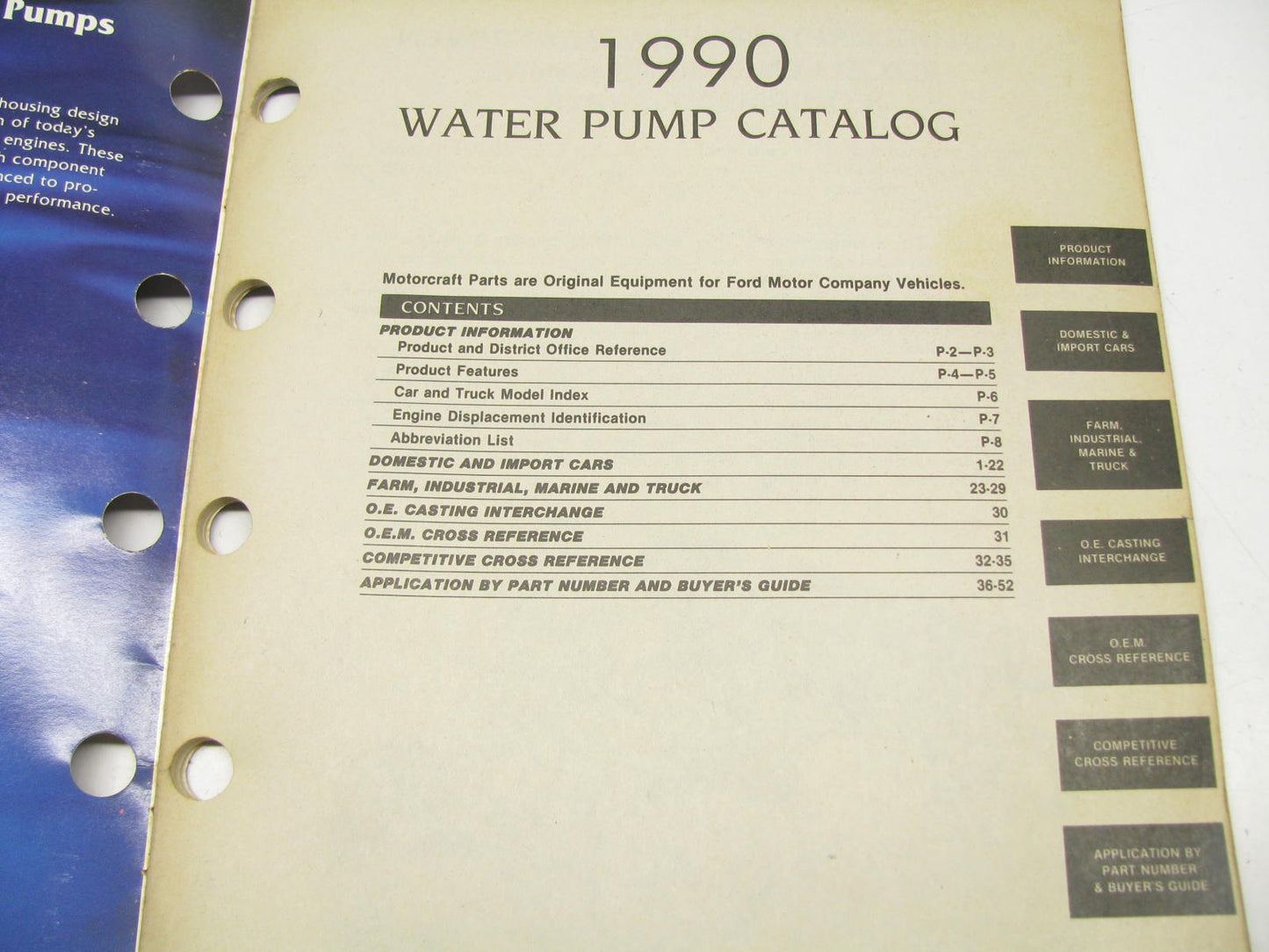 Motorcraft PW200J Water Pump Parts Catalog - Domestic & Import - 1989, 52 Pages