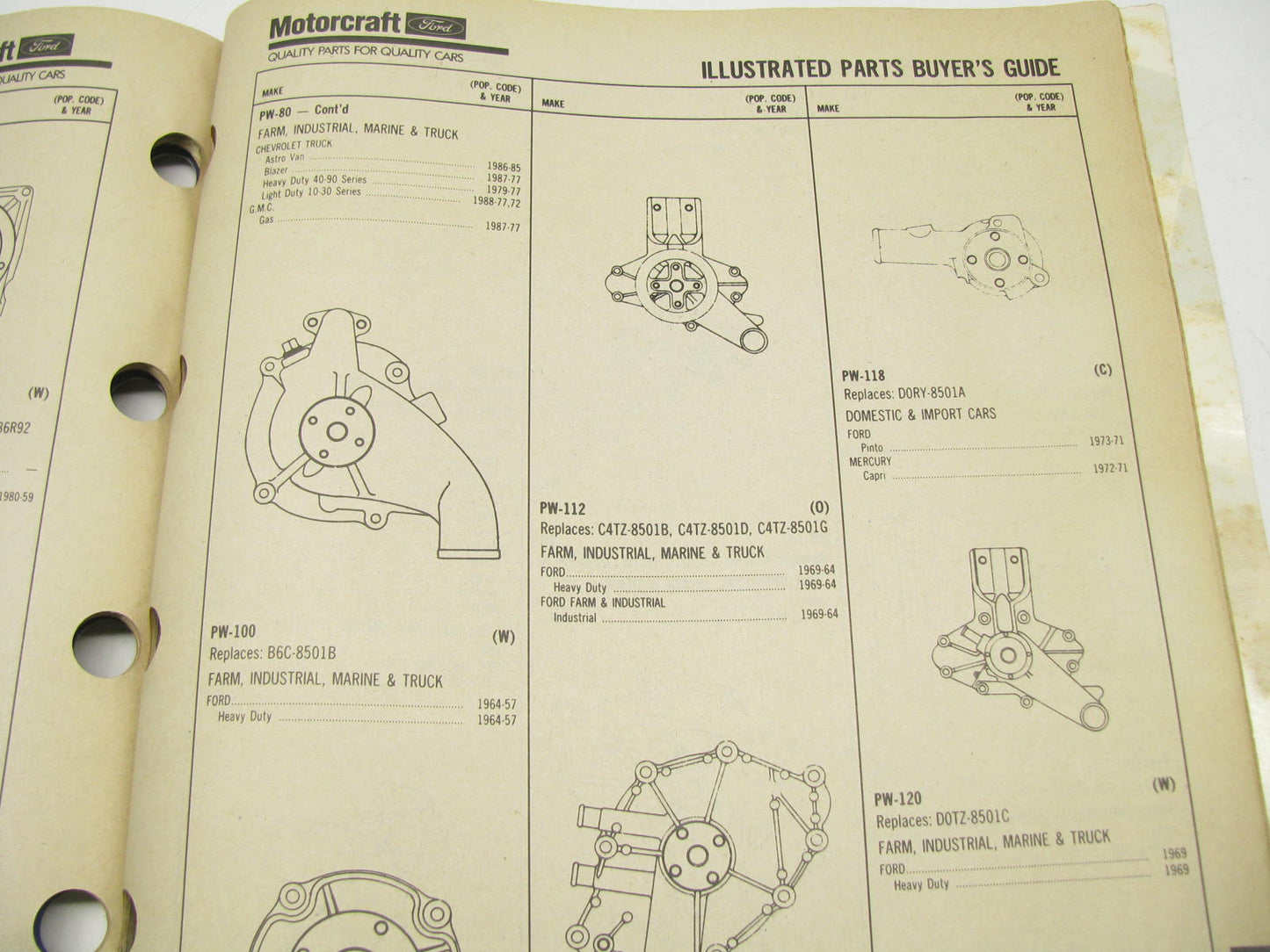 Motorcraft PW200J Water Pump Parts Catalog - Domestic & Import - 1989, 52 Pages