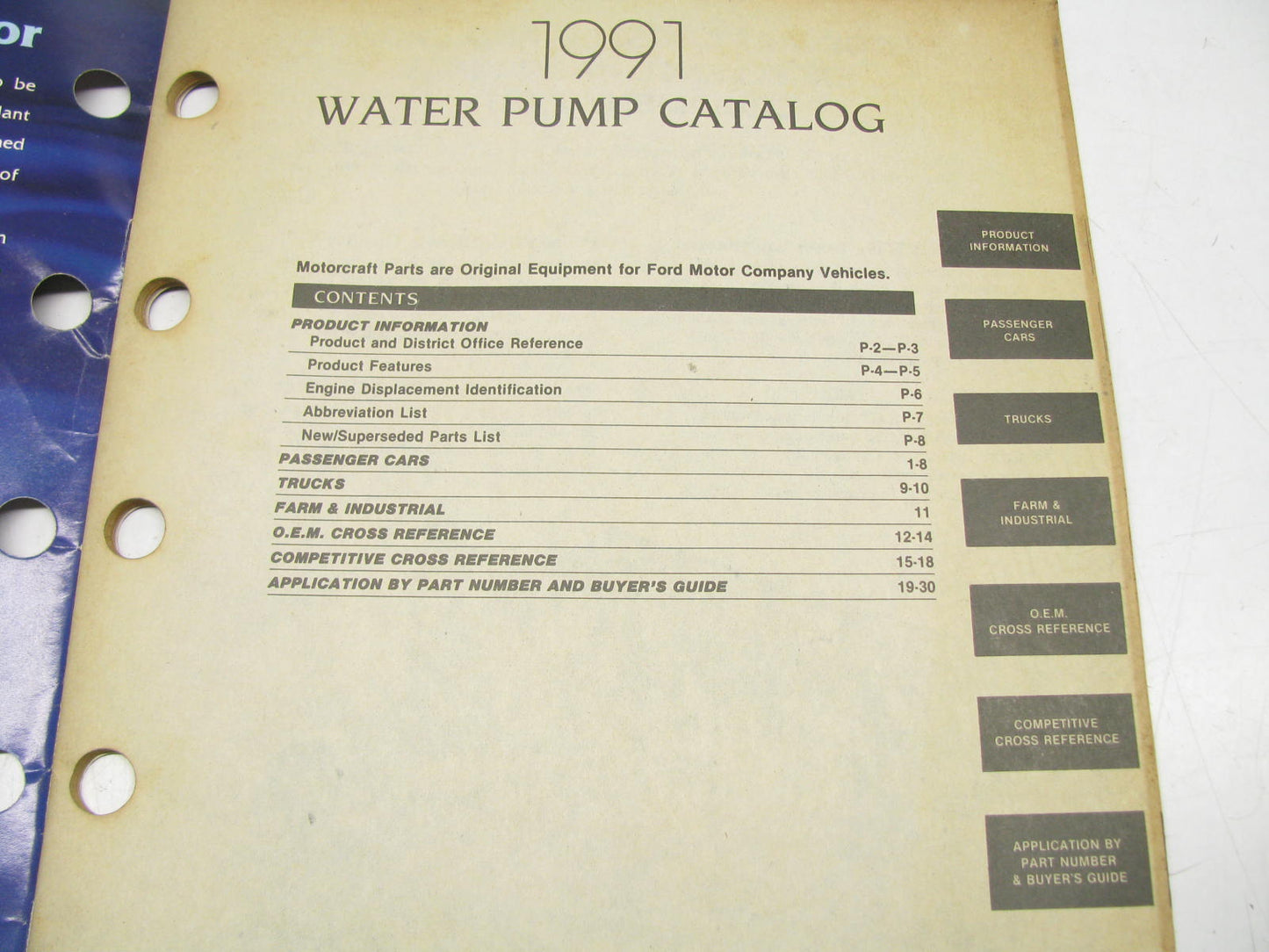 Motorcraft PW200K Water Pump Catalog - Jan 1991 - 30 Pages