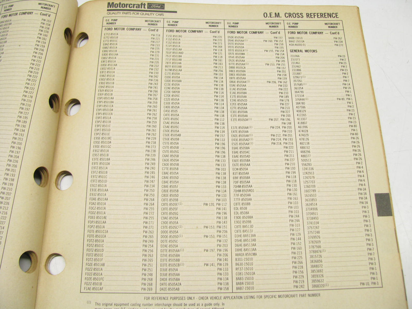 Motorcraft PW200K Water Pump Catalog - Jan 1991 - 30 Pages