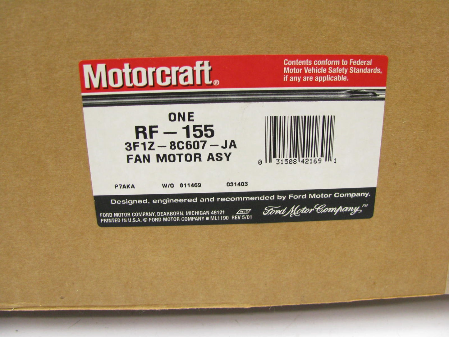 Motorcraft RF155 Engine Cooling Fan - 2002-2004 Taurus Sable 3.0L DURATEC DOHC