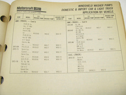 Motorcraft SP200Z Electrical Parts Catalog For Car, Bus & Truck - 1990 259 Pages