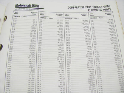 Motorcraft SP260J Electrical Comparative Part Number Guide - NOV 1991, 124 Pages