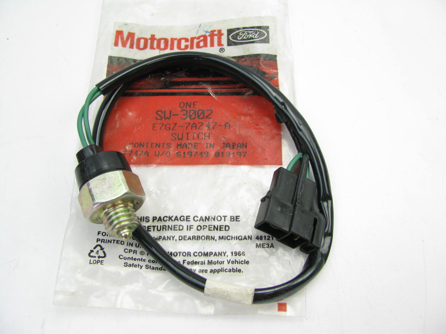 Motorcraft SW-3002 / E7GZ-7A247-A Neutral Safety Switch 1988-1989 Mercury Tracer