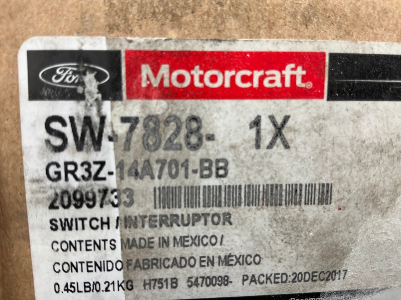 Motorcraft SW-7828 Front Left Power Seat Switch For 2016-2017 Ford Mustang