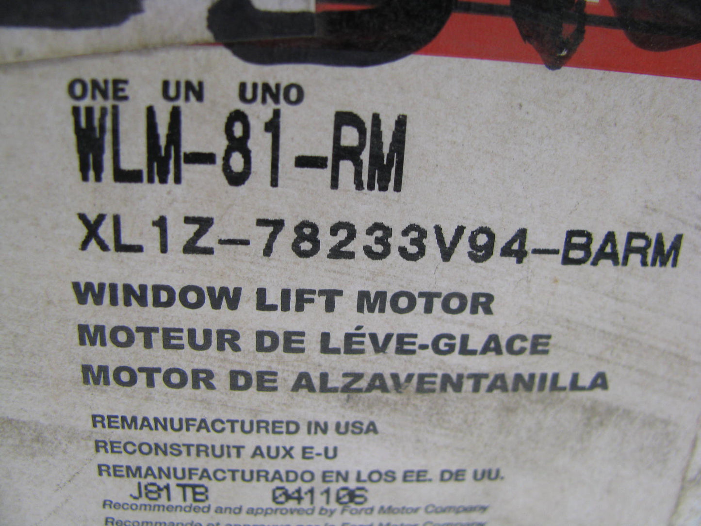 Motorcraft WLM-81-RM Remanufactured Power Window Motor - Rear Right