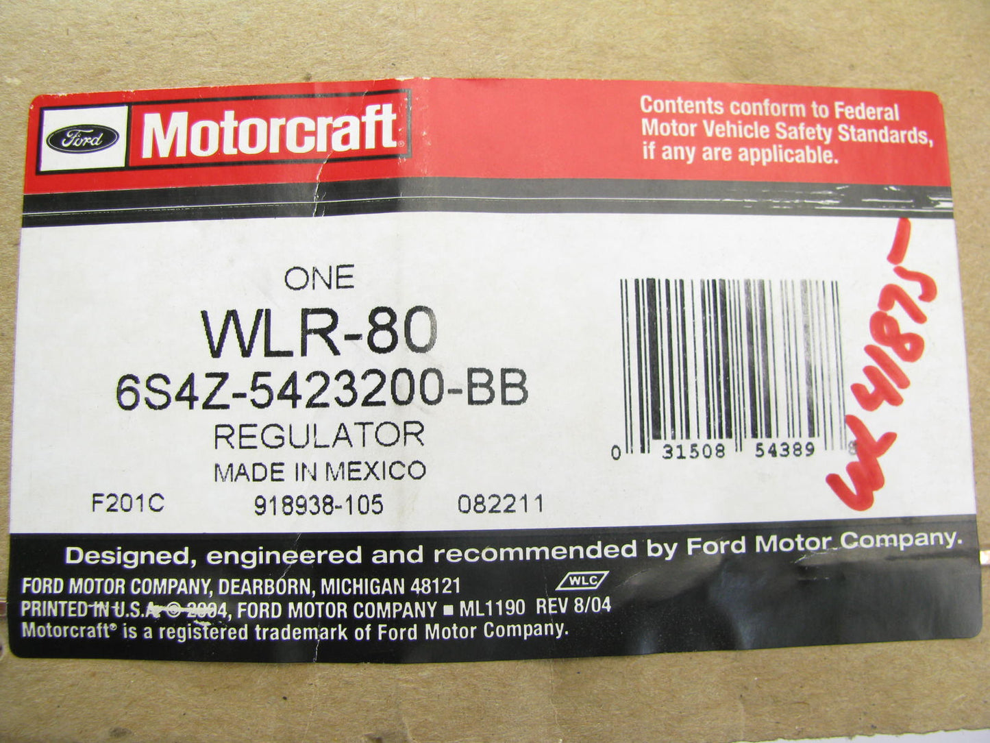 Motorcraft Front Right Power Window Regulator & Motor For 2004-2007 Ford Focus