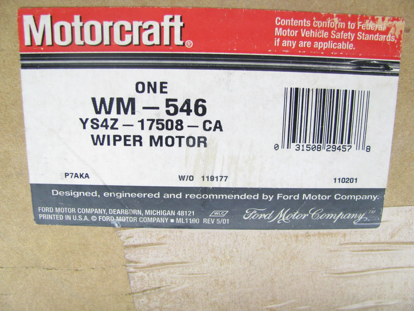 NEW OEM Motorcraft WM-546 Front Windshield Wiper Motor - 2000-2002 Ford Focus