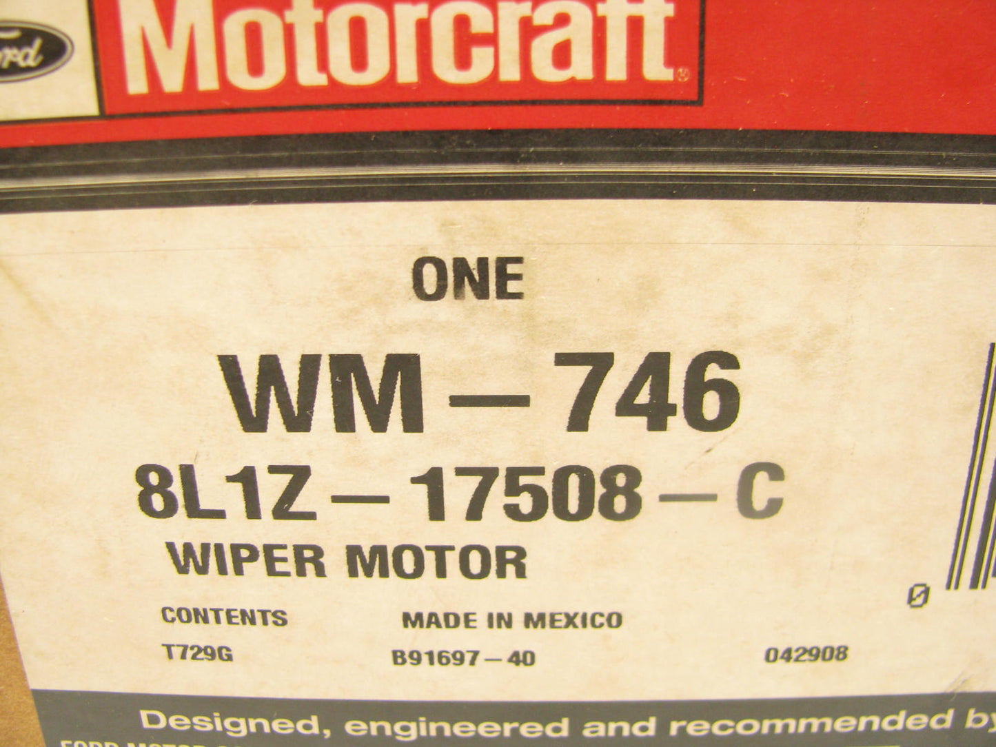 Motorcraft WM-746 Front Windshield Wiper Motor 2008 Lincoln Navigator