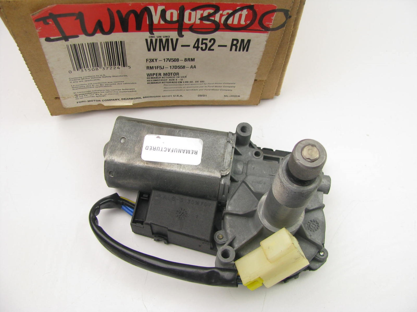 Reman Motorcraft Rear Window Wiper Motor 1993 Mercury Villager W/ OPENING WINDOW