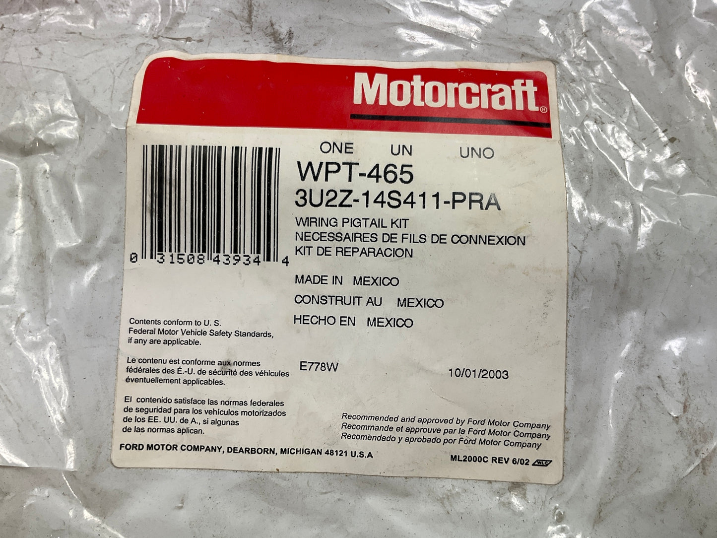 Motorcraft WPT-465 Multi Purpose Wire Pigtail Kit, 4 Wire - 3U2Z-14S411-PRA
