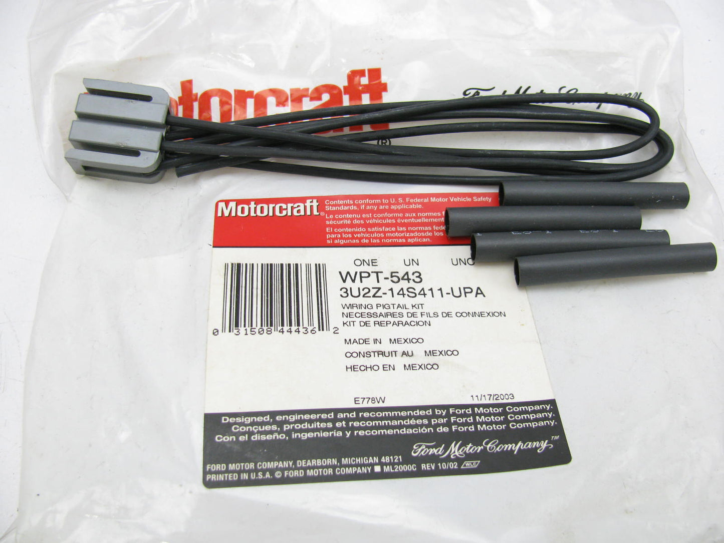 OEM Motorcraft WPT-543 Horn/Speed Controls/Radio Control Switch Connector 4-wire