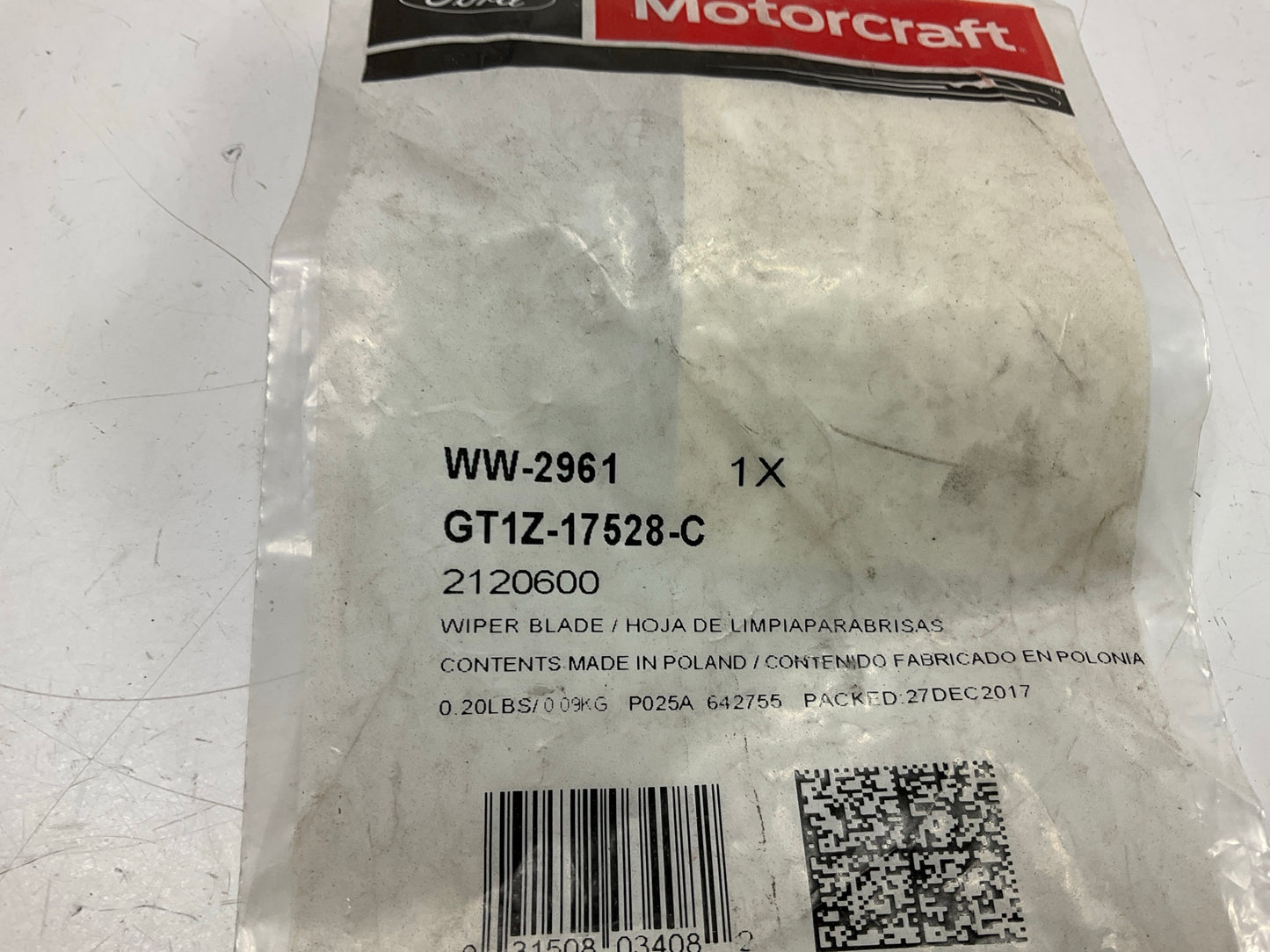 Motorcraft WW2961 Rear Back Glass Wiper Blade - 2014-2022 Ford Transit Connect