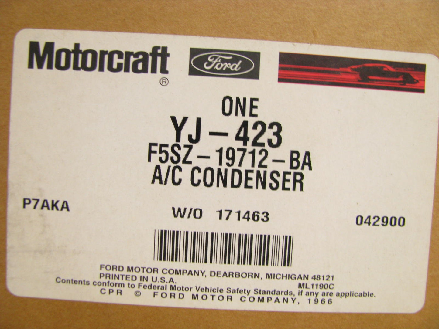 New OEM Motorcraft 1989-90 Ford Thunderbird 3.8L Supercoupe A/C Condenser YJ-423