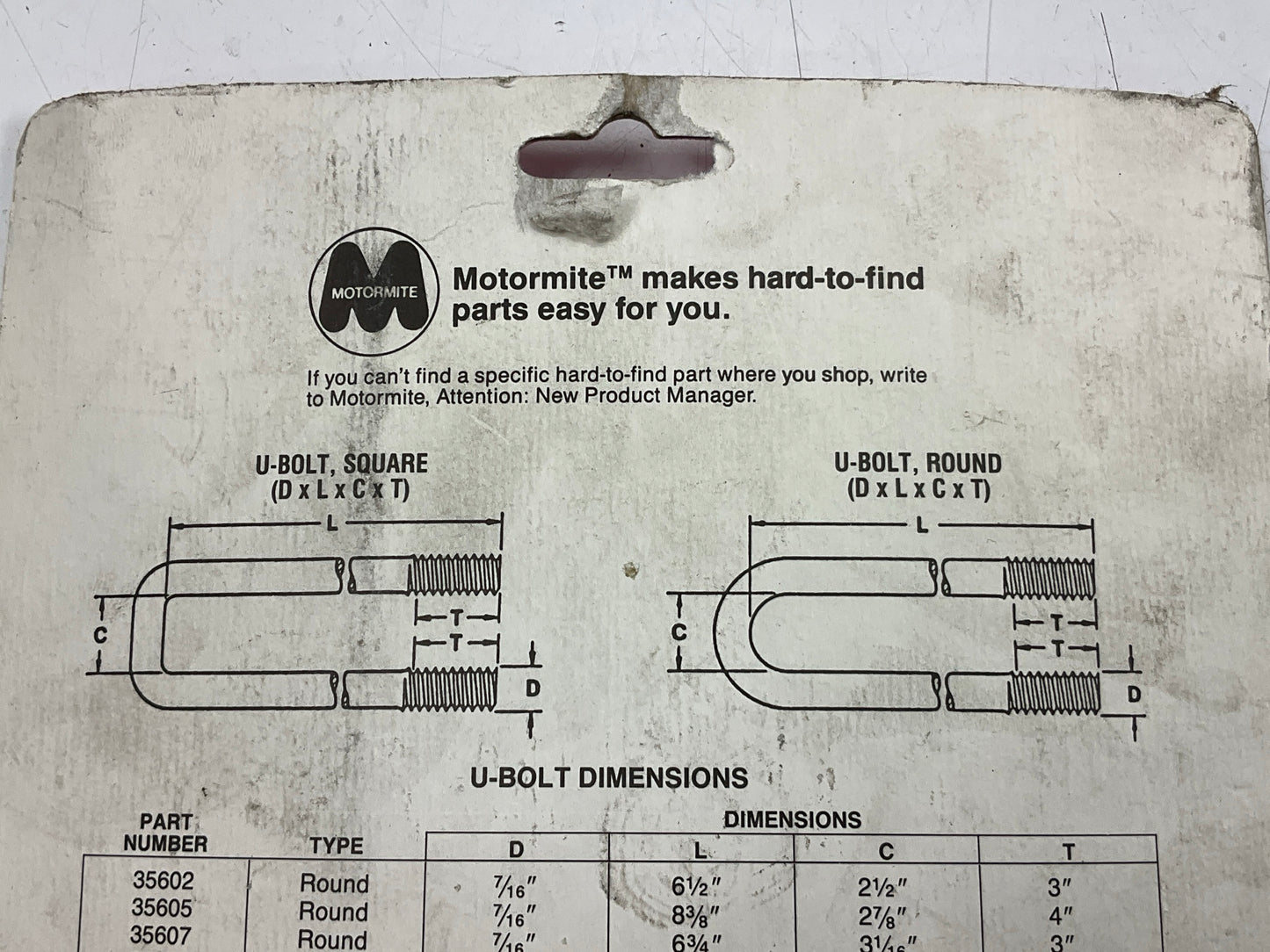 Motormite 35626 U-Bolt Spring Kit 1/2''-20 Thread, 3-1/8'' Wide, 9'' Long