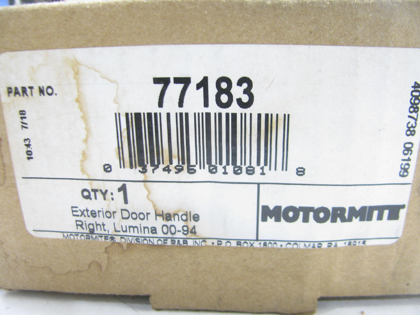 Motormite 77183 FRONT RIGHT Exterior Door Handle For 1990-1994 Lumina