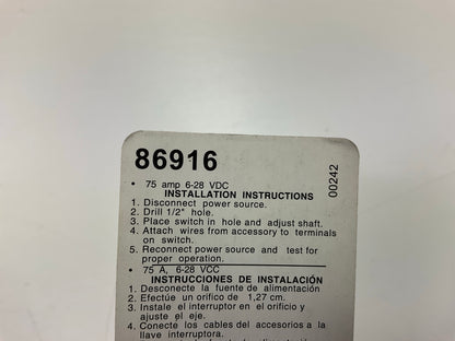 Motormite 86916 Metal Push Pull Switch - 75 Amp, Single Throw