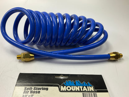 MOUNTAIN 91009404 Re-Coil Air Hose, 3/8'' X 12 Feet, Blue